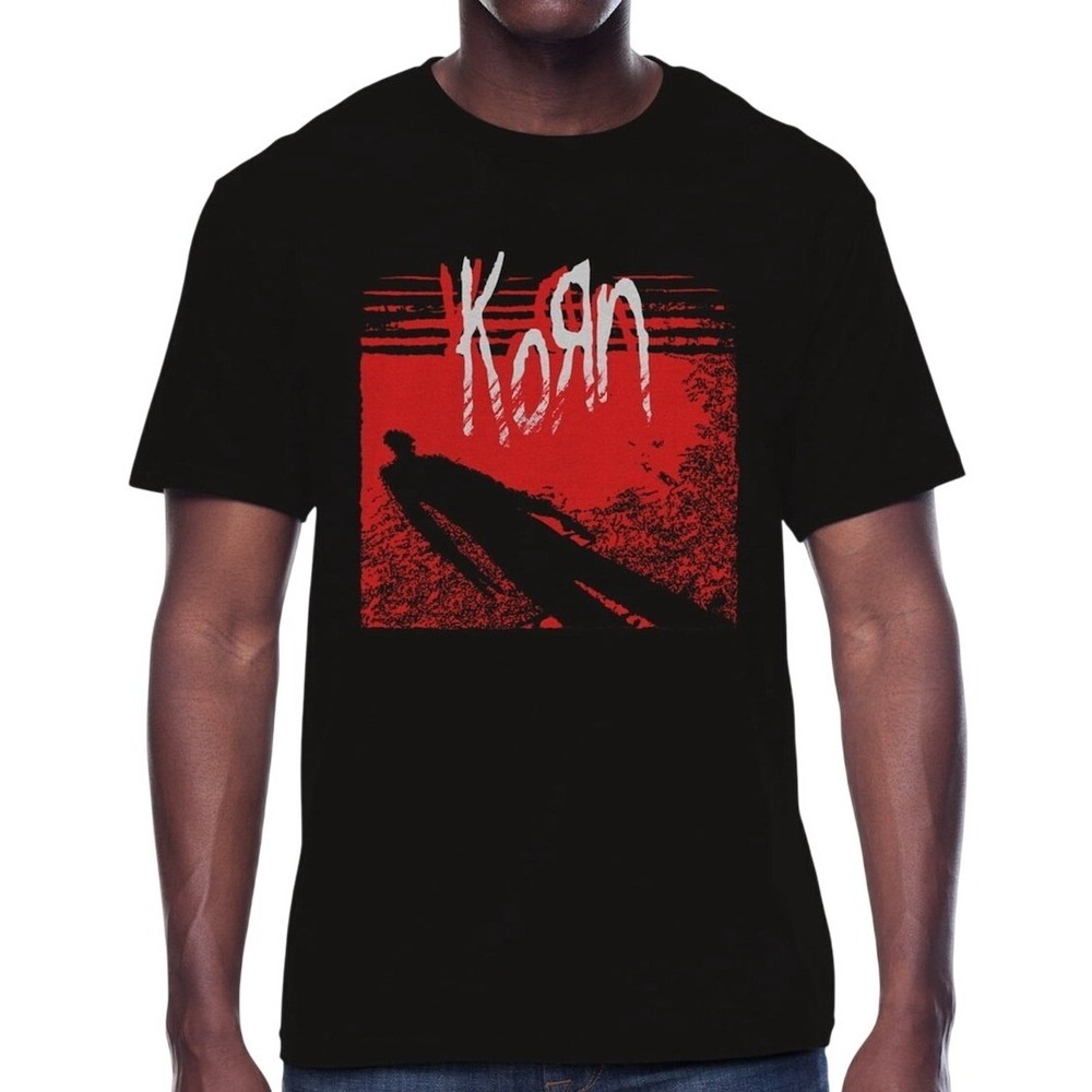 NEW Korn Mens Self-Titled Album Cover Graphic T-Shirt Black Red 2XL